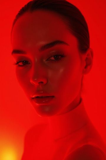 Femme de trois quarts, lumière rouge
